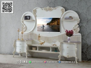 Bufet TV Putih Cantik Calista Furniture Jepara Terbaik 146BT &mdash; Bufet TV Jepara | Buffet Jepara Terbaru | Meja TV Mewah