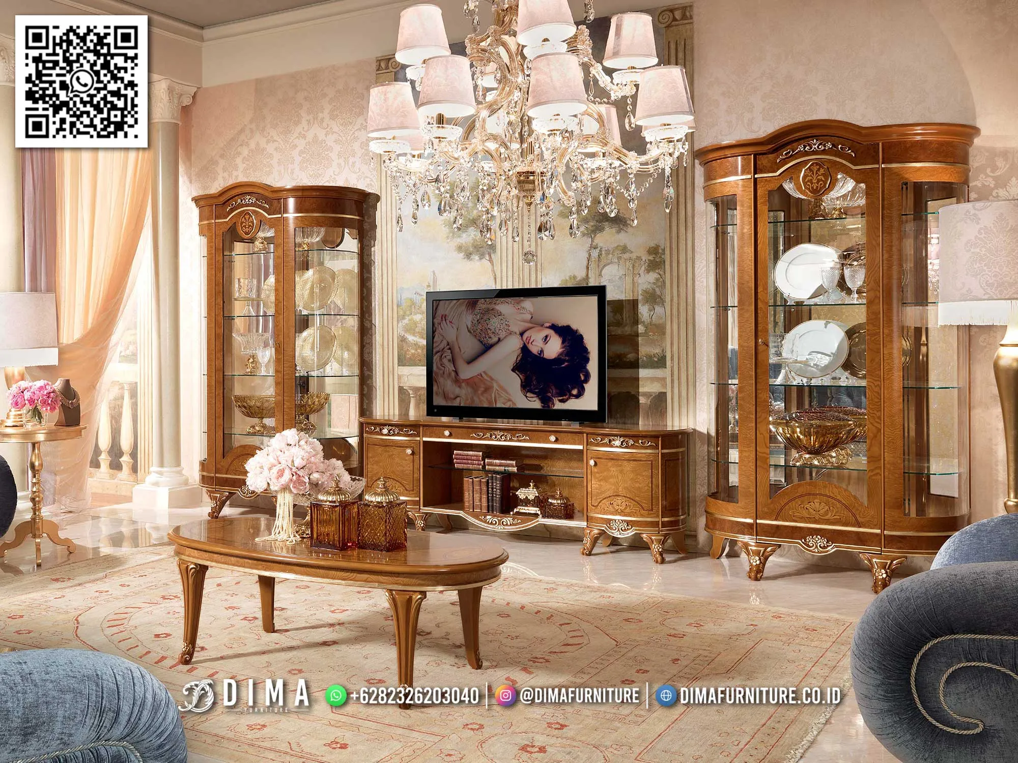 Furniture Bufet TV Mewah Set Lemari Hias Jati 149BT Furniture Bufet TV Mewah Set Lemari Hias Jati 149BT