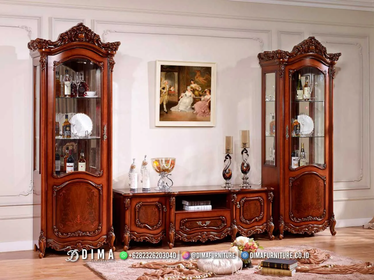 Set Bufet TV Jati Mewah Dengan Lemari Hias Arlo 151BT Set Bufet TV Jati Mewah Dengan Lemari Hias Arlo 151BT