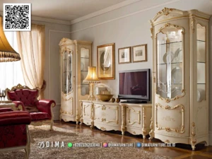 Set Bufet TV Klasik Mewah Ivory Royal Furniture 143BT &mdash; Bufet TV Jepara | Buffet Jepara Terbaru | Meja TV Mewah