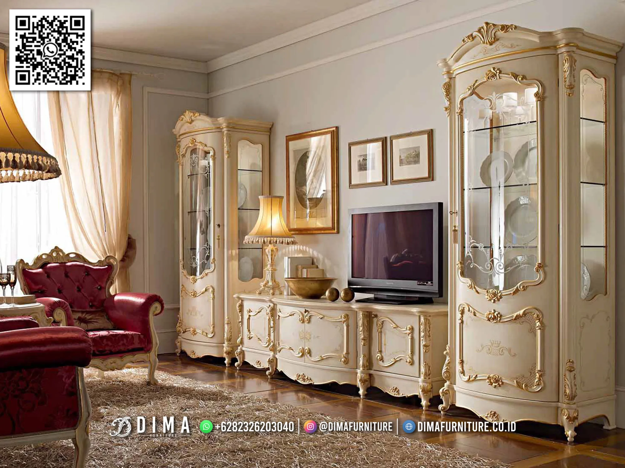 Set Bufet TV Klasik Mewah Ivory Royal Furniture 143BT Set Bufet TV Klasik Mewah Ivory Royal Furniture 143BT