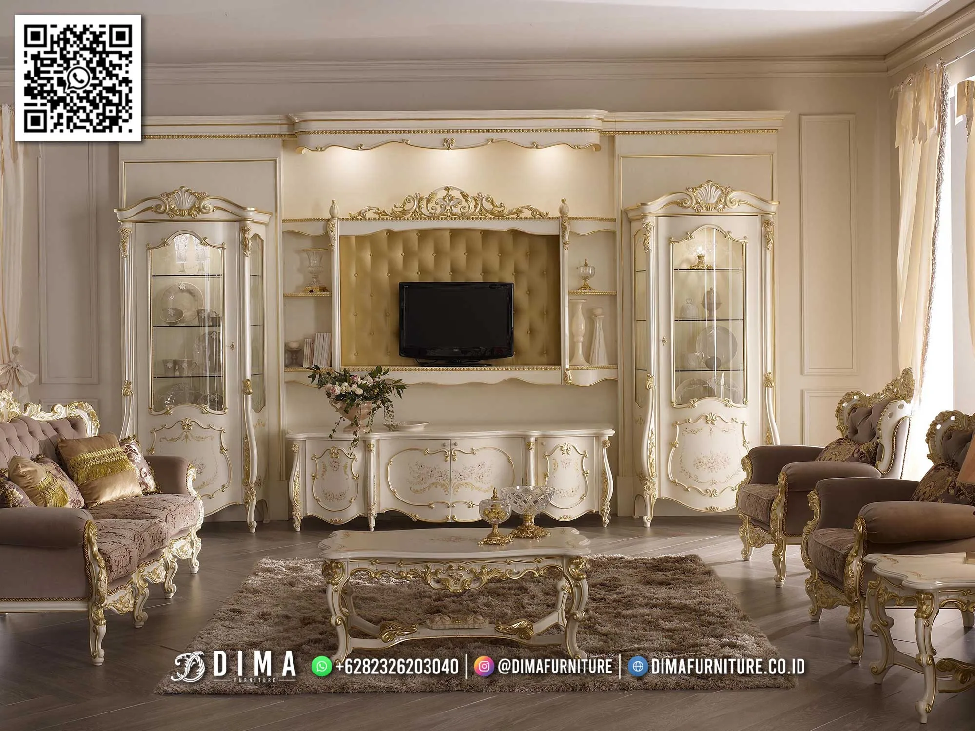 Set Furniture Ruang Tamu Mewah Ivory Bufet TV 154BT Set Furniture Ruang Tamu Mewah Ivory Bufet TV 154BT