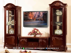 Lemari Hias Bufet TV Jati Mewah Grand Elio 164BT &mdash; Bufet TV Jepara | Buffet Jepara Terbaru | Meja TV Mewah