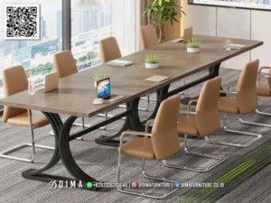 Meja Rapat Kantor Premium Eleanor Industrial Elegan 187BT &mdash; Bufet TV Jepara | Buffet Jepara Terbaru | Meja TV Mewah