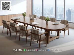 Meja Rapat Kayu Oval Premium Orion Boardroom Table 184BT &mdash; Bufet TV Jepara | Buffet Jepara Terbaru | Meja TV Mewah