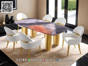Set Meja Makan Minimalis Kaca Luxury Verde Dining 189BT &mdash; Bufet TV Jepara | Buffet Jepara Terbaru | Meja TV Mewah