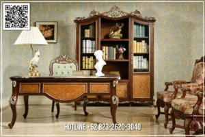 Set Meja Kantor Jati Ukir Mewah Kualitas Premium 188BT &mdash; Bufet TV Jepara | Buffet Jepara Terbaru | Meja TV Mewah