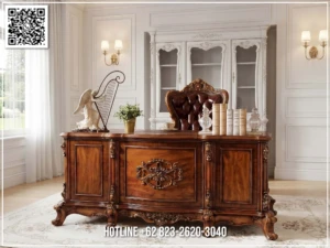 Harga Meja Kantor Jati Sultan Royal Classic Desk 213BT &mdash; Bufet TV Jepara | Buffet Jepara Terbaru | Meja TV Mewah
