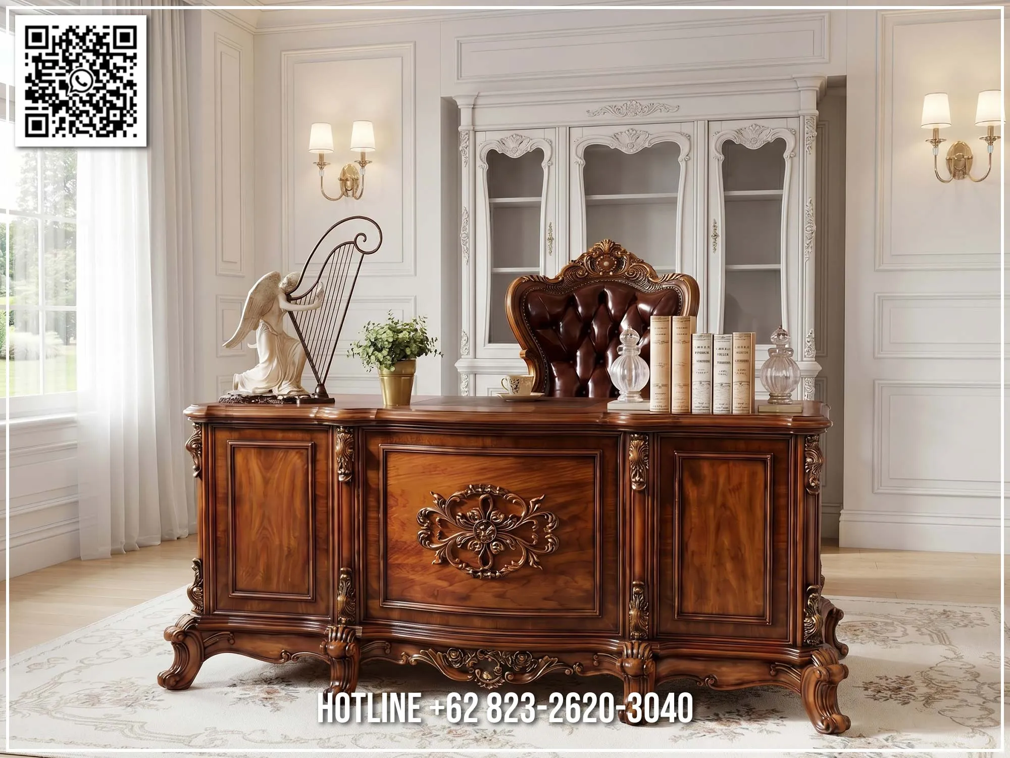 Harga Meja Kantor Jati Sultan Royal Classic Desk 213BT Harga Meja Kantor Jati Sultan Royal Classic Desk 213BT