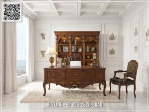 Meja Kantor Jati Terbaru Royal Walnut Vivienne 212BT &mdash; Bufet TV Jepara | Buffet Jepara Terbaru | Meja TV Mewah
