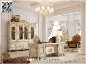 Meja Kantor Jepara Mewah Sophia Ivory Exclusive 222BT &mdash; Bufet TV Jepara | Buffet Jepara Terbaru | Meja TV Mewah