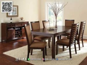 Meja Makan Jati Minimalis Premium Dark Walnut 206BT &mdash; Bufet TV Jepara | Buffet Jepara Terbaru | Meja TV Mewah