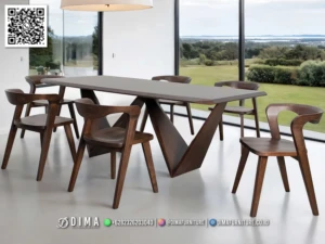 Meja Makan Jati Modern Luxury Cosette 6 Kursi 204BT &mdash; Bufet TV Jepara | Buffet Jepara Terbaru | Meja TV Mewah