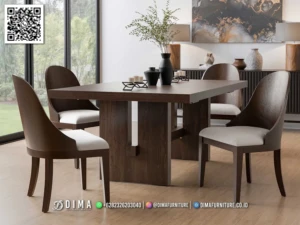 Set Dining Table Modern Kayu Solid Lumora Living 207BT &mdash; Bufet TV Jepara | Buffet Jepara Terbaru | Meja TV Mewah