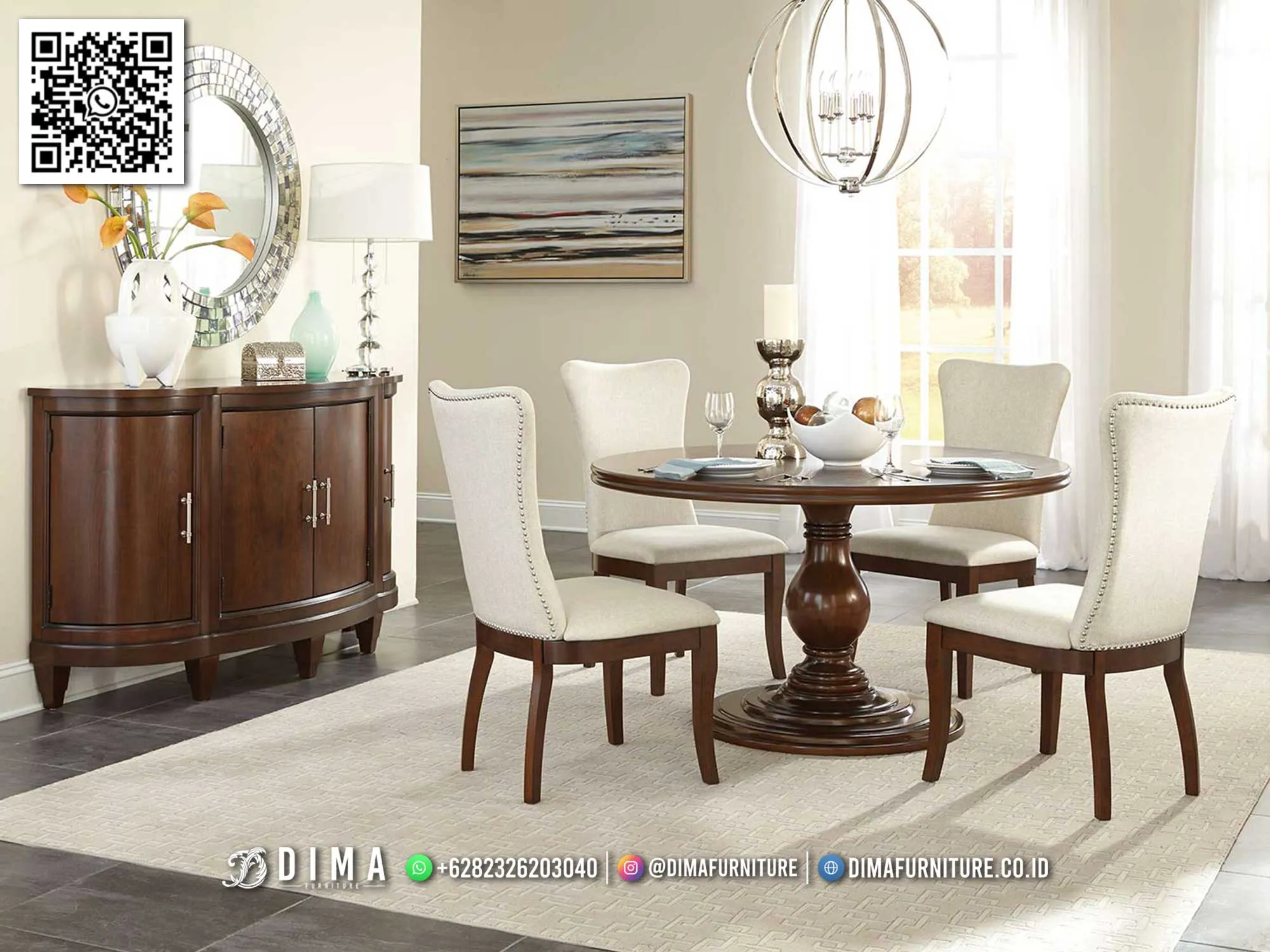 Set Meja Makan Lorenzo Elegan Premium Kayu Jati 208BT Set Meja Makan Lorenzo Elegan Premium Kayu Jati 208BT