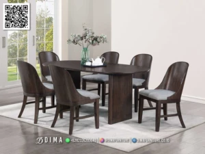 Set Meja Makan Minimalis Jati Elegan Brown Luxury 205BT &mdash; Bufet TV Jepara | Buffet Jepara Terbaru | Meja TV Mewah