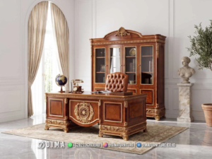 Meja Direktur Jati Jepara Lux Giselle 254BT &mdash; Bufet TV Jepara - Dima Furniture Jepara