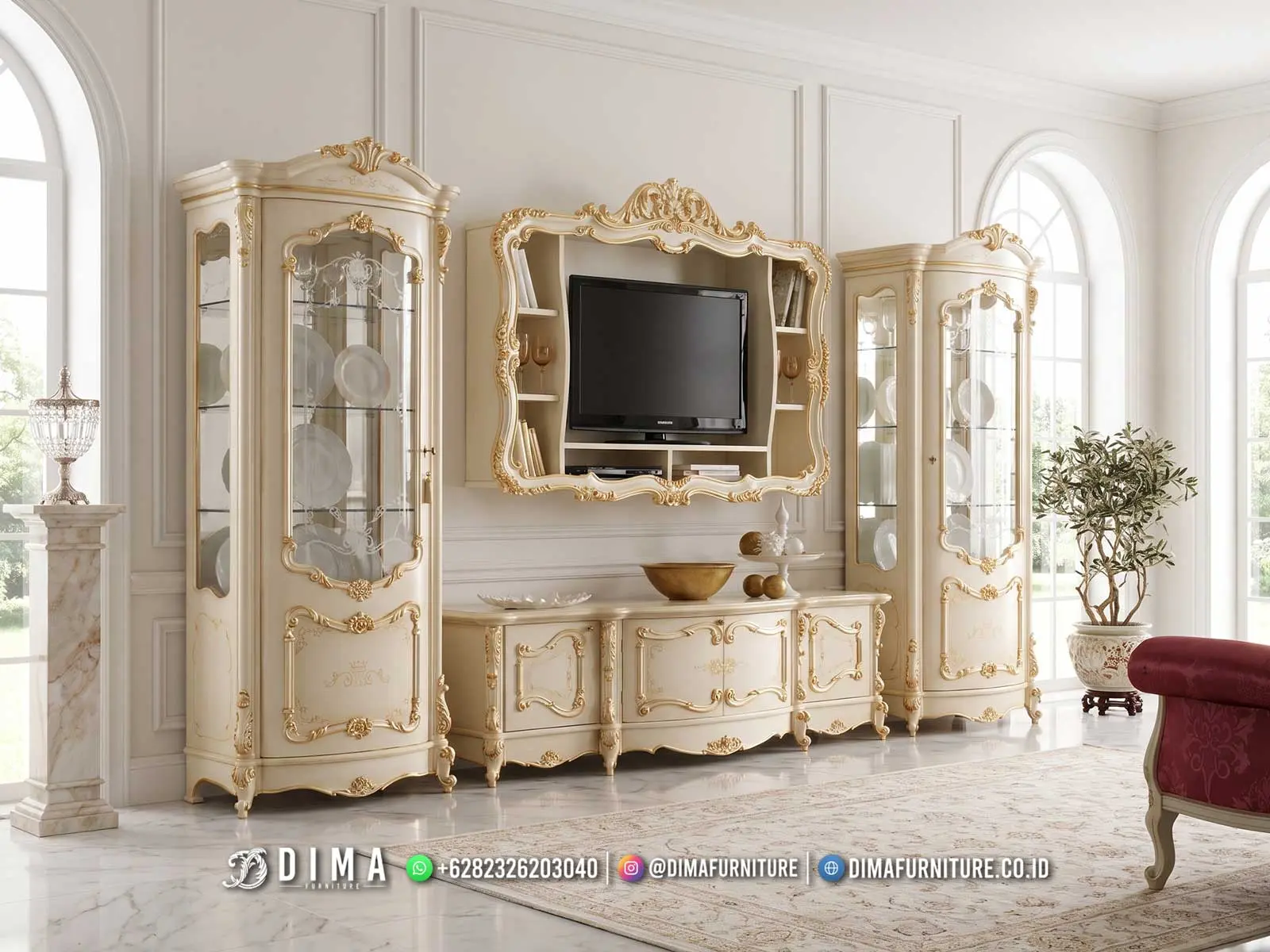 Set Bufet TV Mewah Jepara Amalia Lux 255BT - Bufet TV Jepara - Dima Furniture Jepara Set Bufet TV Mewah Jepara Amalia Lux 255BT